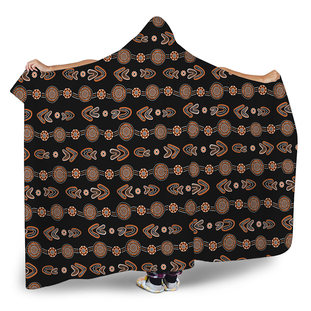 Aboriginal Boomerang Pattern Print Hooded Blanket