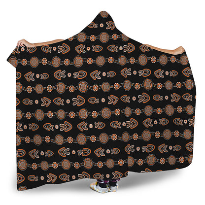 Aboriginal Boomerang Pattern Print Hooded Blanket