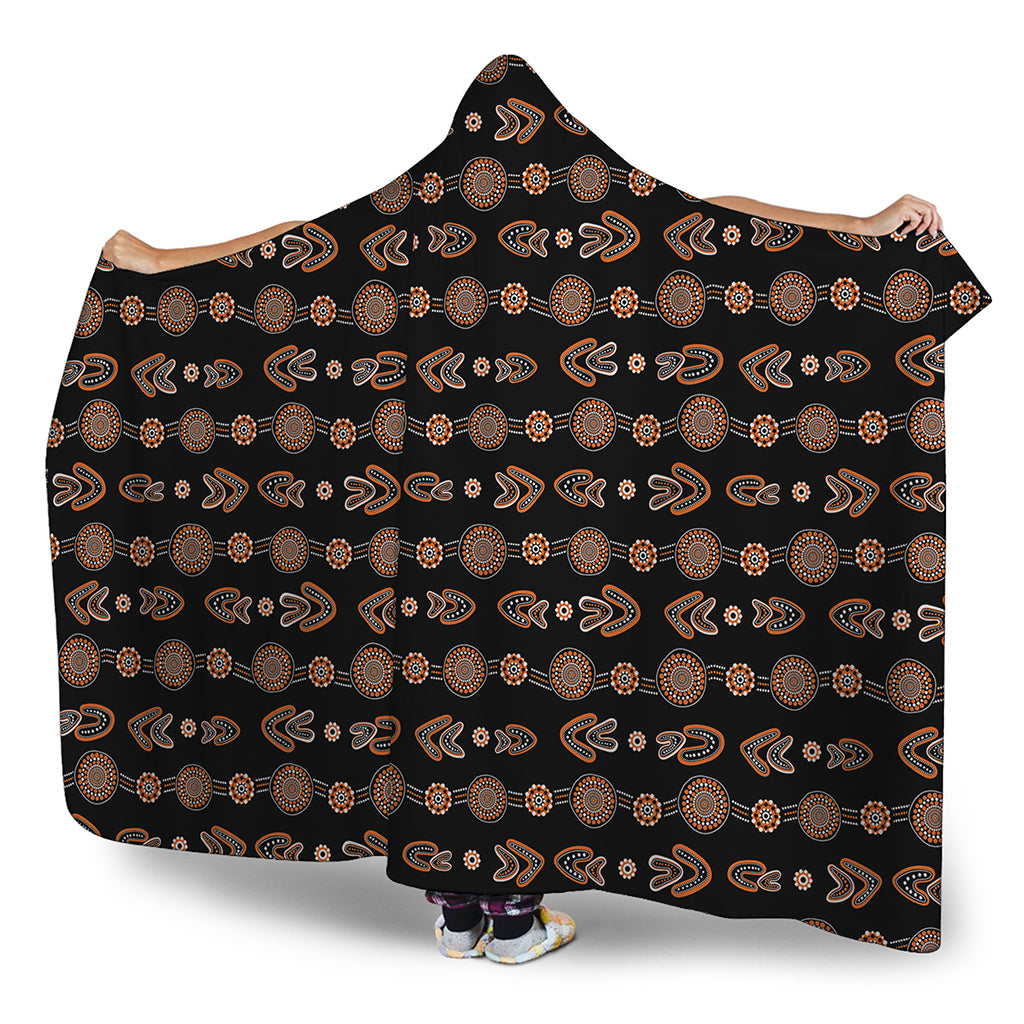 Aboriginal Boomerang Pattern Print Hooded Blanket