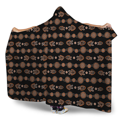 Aboriginal Boomerang Pattern Print Hooded Blanket