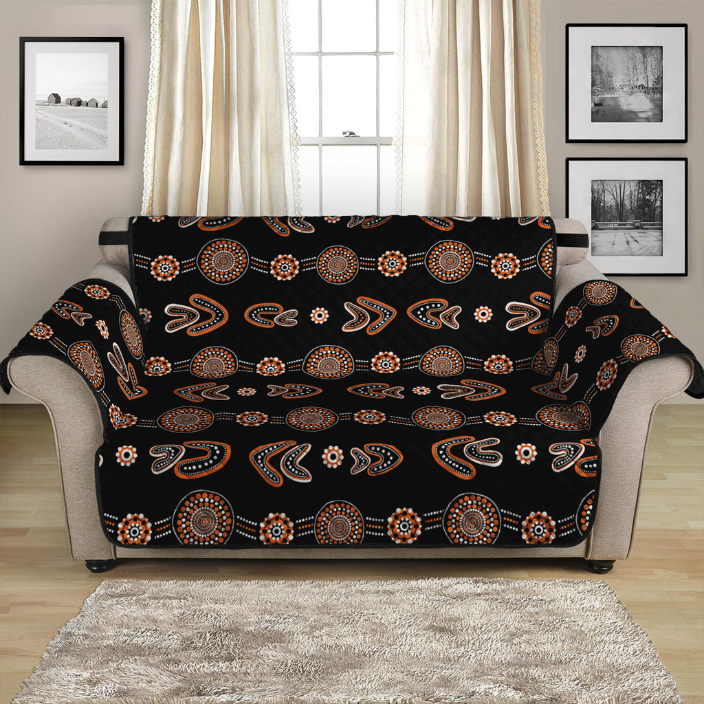 Aboriginal Boomerang Pattern Print Loveseat Protector