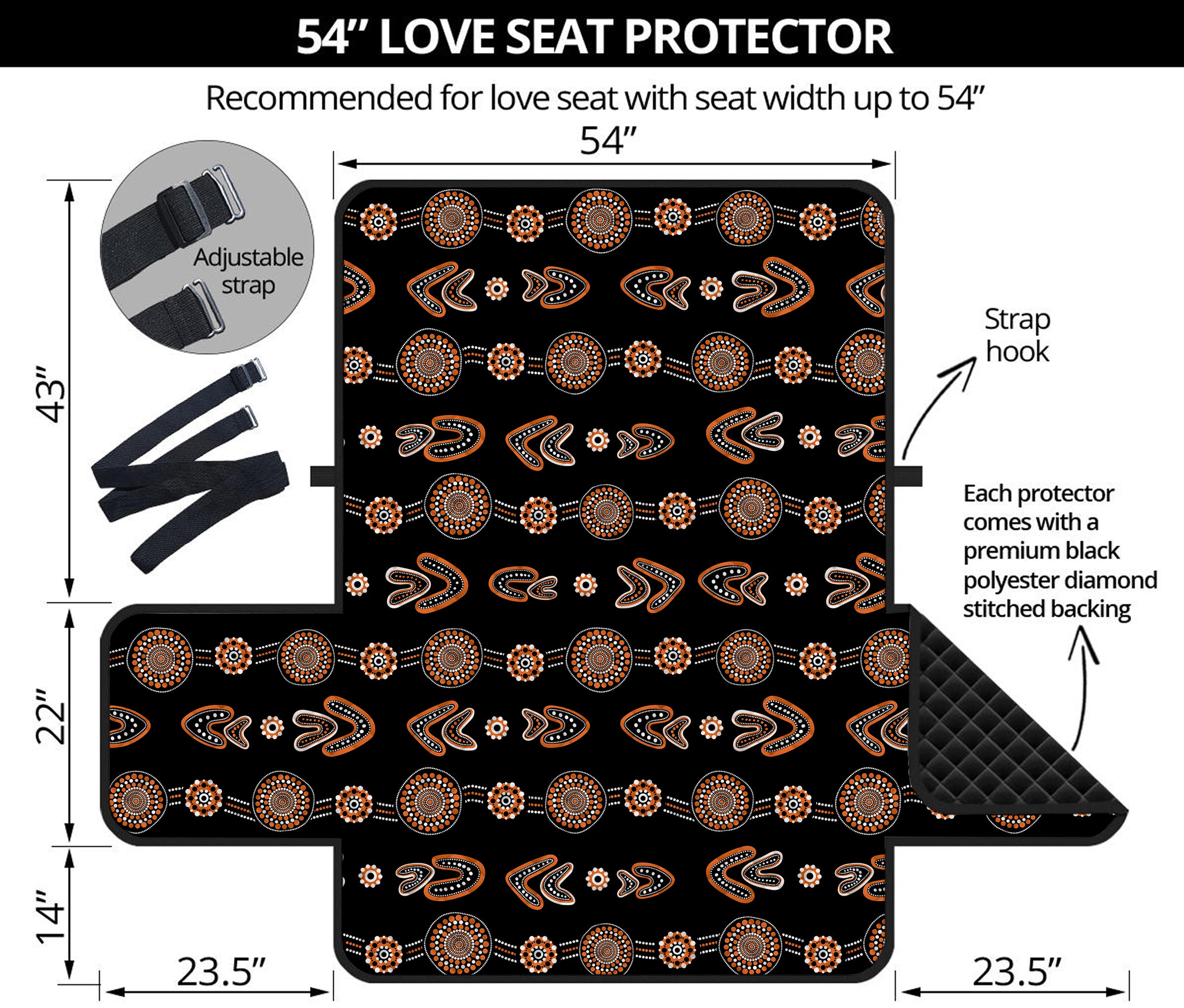 Aboriginal Boomerang Pattern Print Loveseat Protector