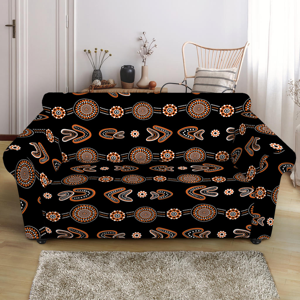 Aboriginal Boomerang Pattern Print Loveseat Slipcover