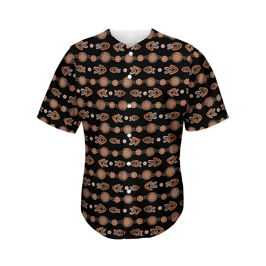 Aboriginal Boomerang Pattern Print Men's Baseball Jersey