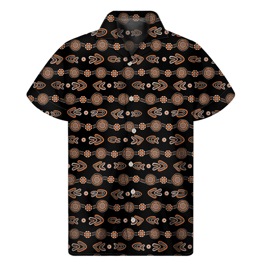 Aboriginal Boomerang Pattern Print Men's Short Sleeve Shirt