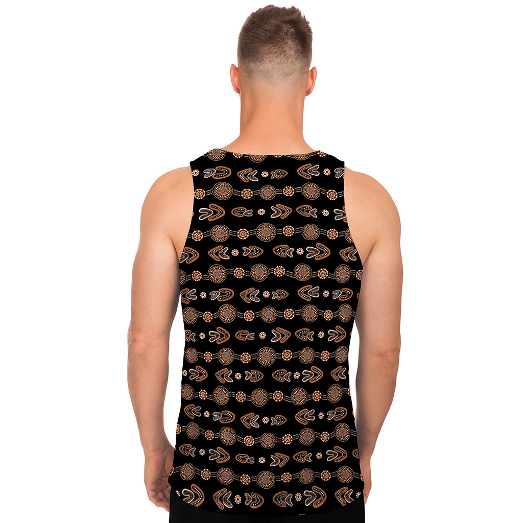 Aboriginal Boomerang Pattern Print Men's Tank Top