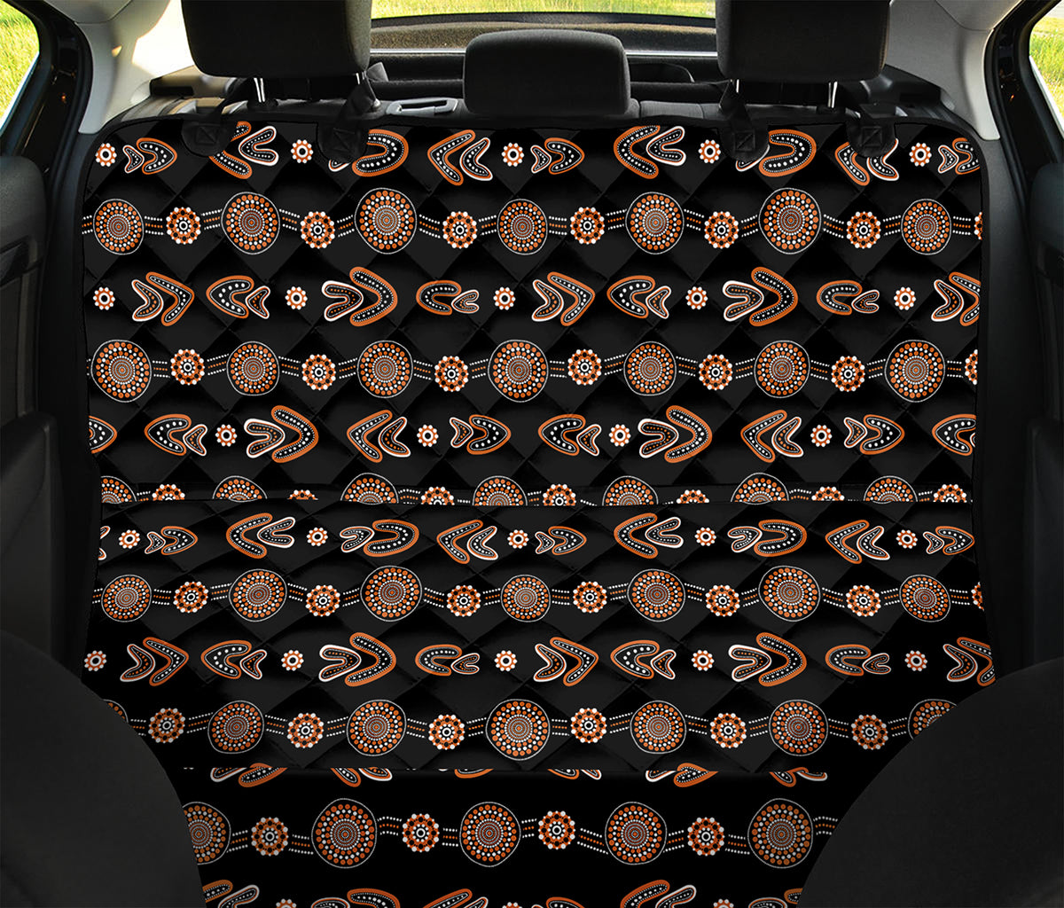 Aboriginal Boomerang Pattern Print Pet Car Back Seat Cover