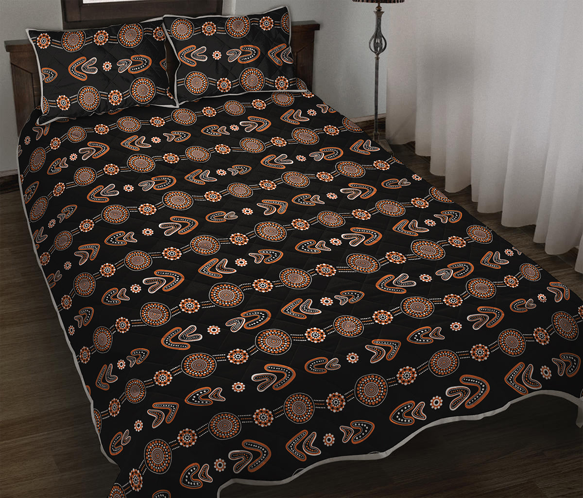 Aboriginal Boomerang Pattern Print Quilt Bed Set