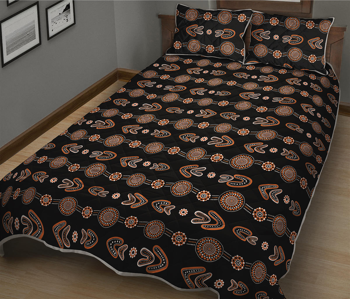 Aboriginal Boomerang Pattern Print Quilt Bed Set