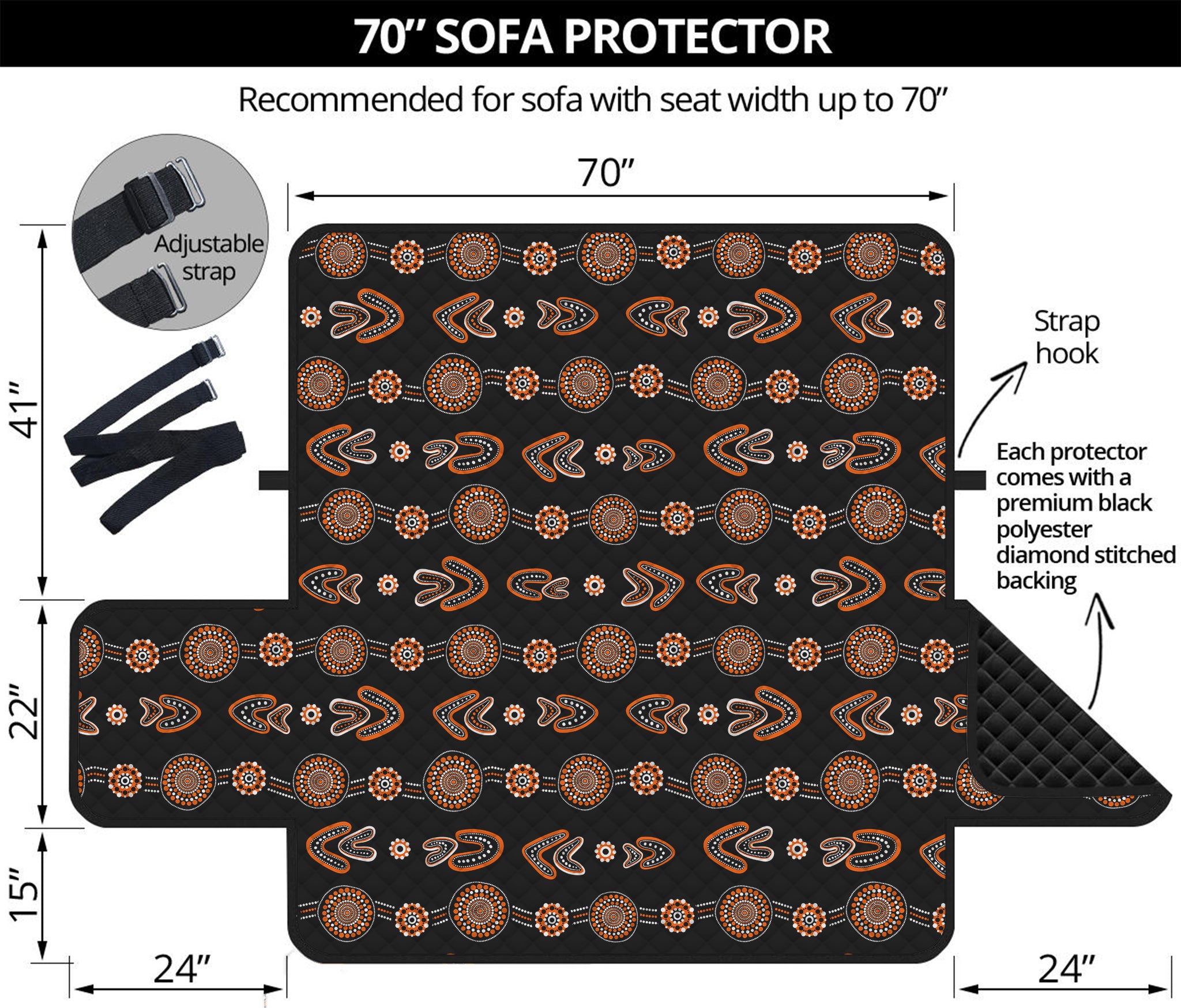 Aboriginal Boomerang Pattern Print Sofa Protector