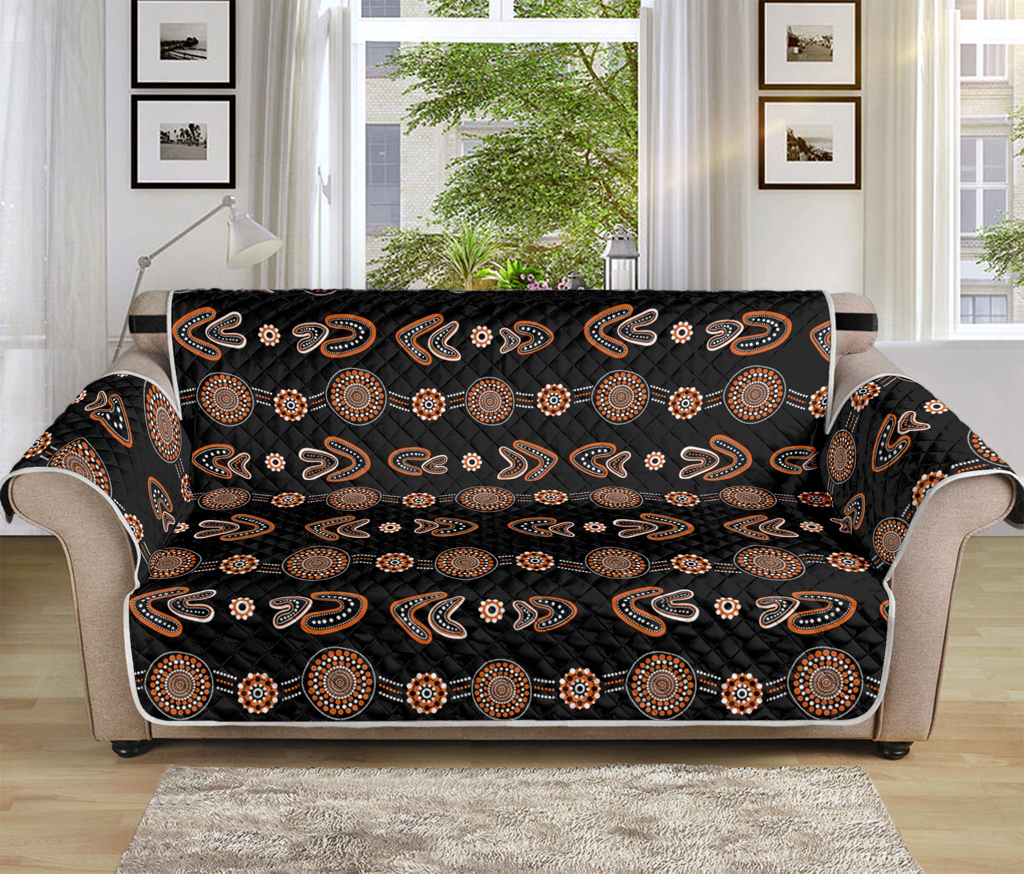 Aboriginal Boomerang Pattern Print Sofa Protector