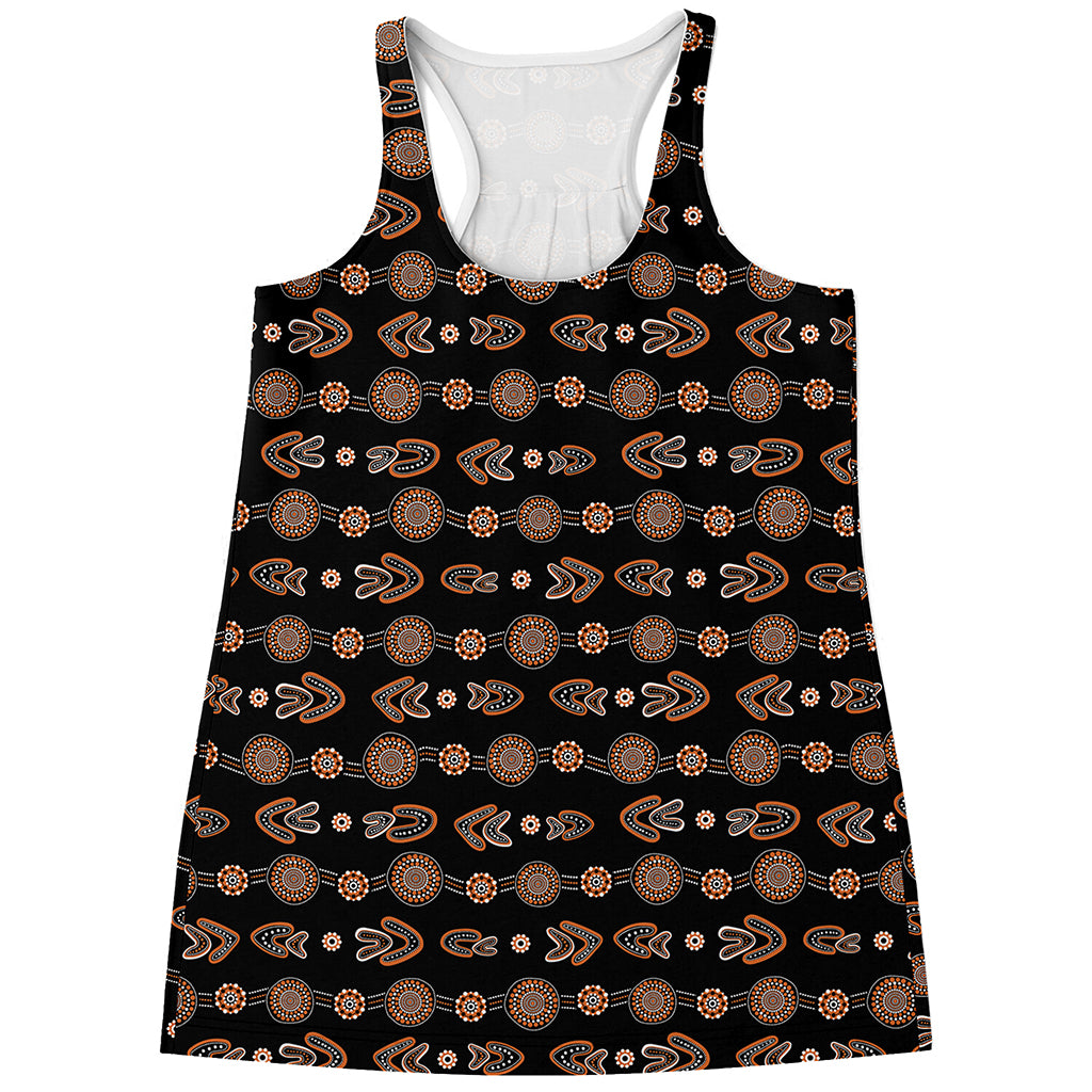 Aboriginal Boomerang Pattern Print Women's Racerback Tank Top
