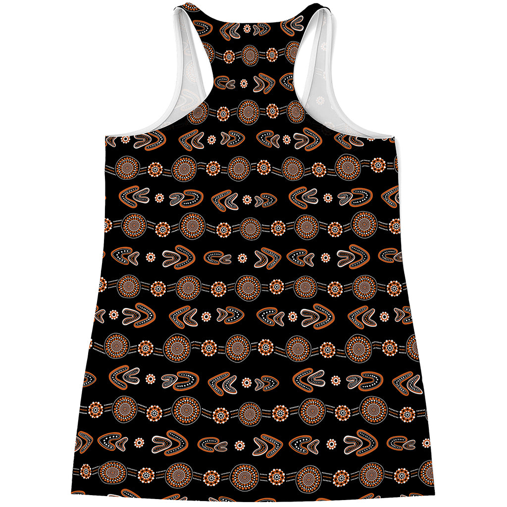 Aboriginal Boomerang Pattern Print Women's Racerback Tank Top