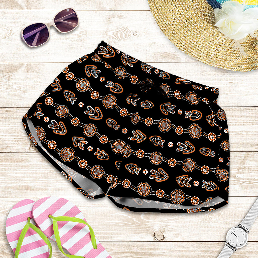 Aboriginal Boomerang Pattern Print Women's Shorts