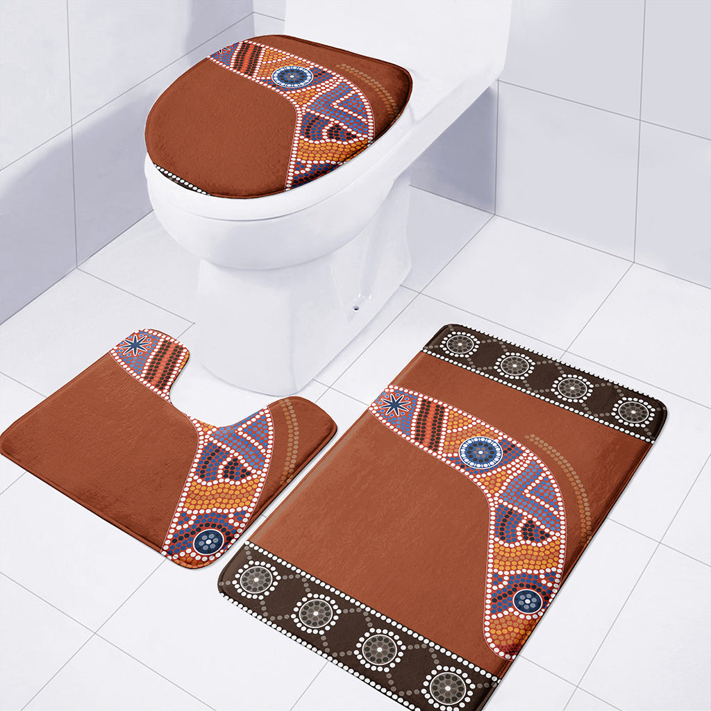 Aboriginal Dot Boomerang Print 3 Piece Bath Mat Set