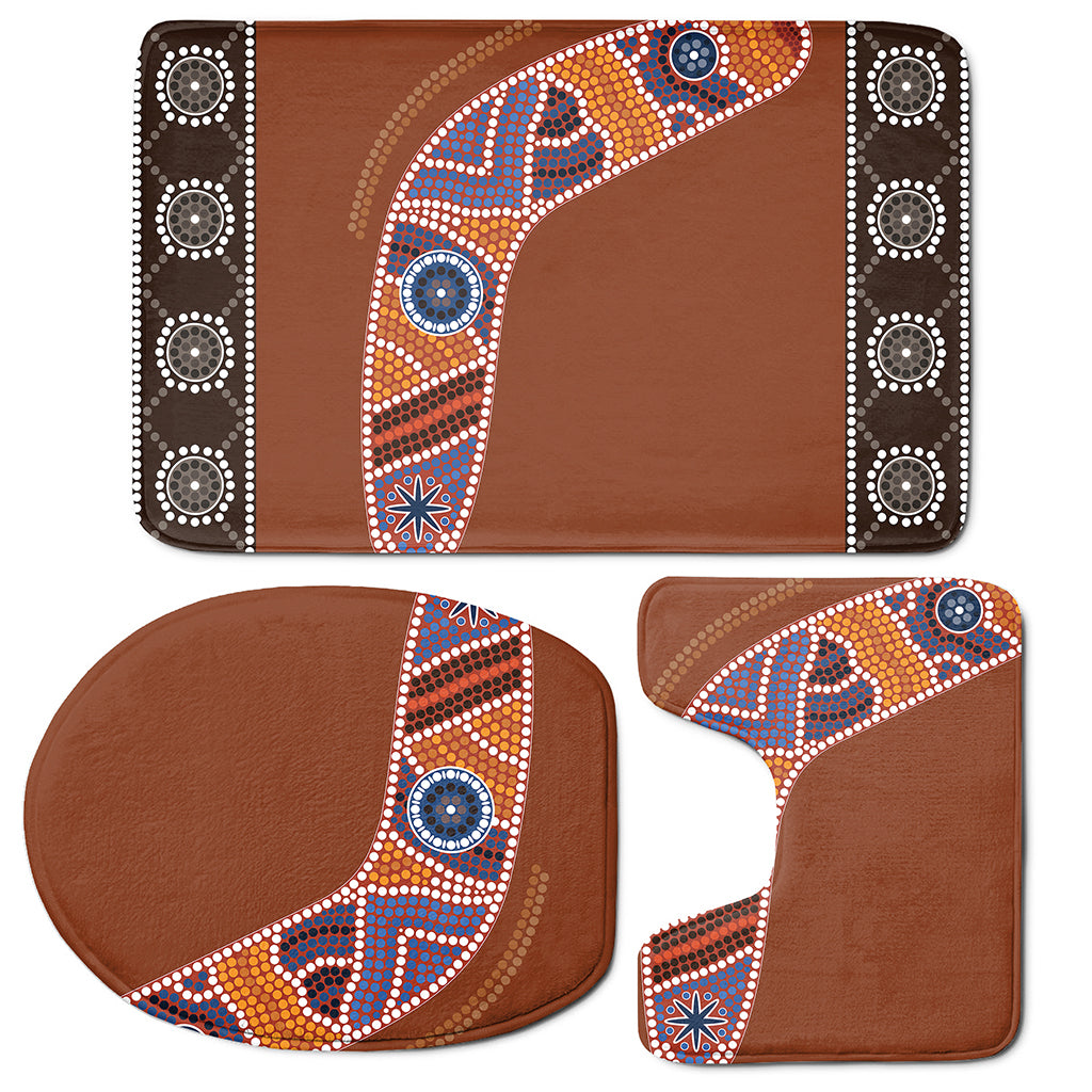 Aboriginal Dot Boomerang Print 3 Piece Bath Mat Set