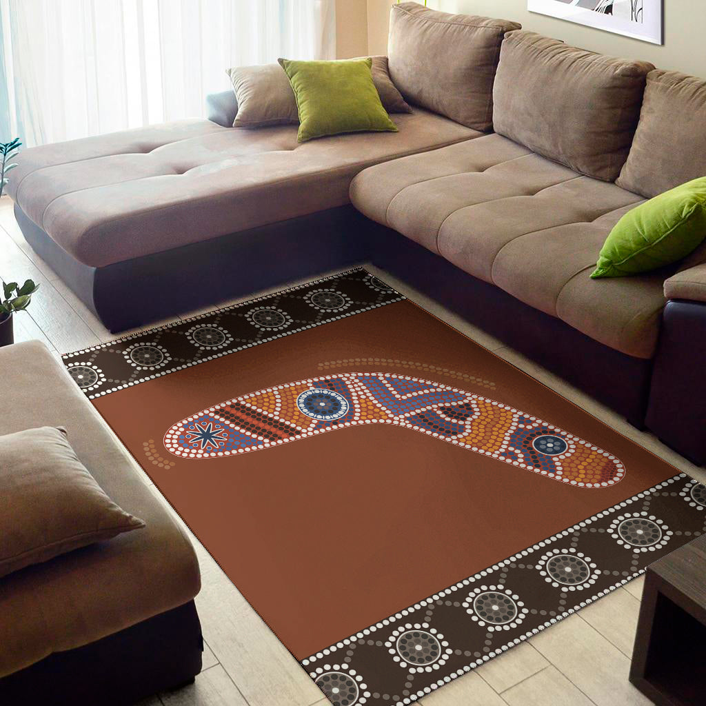 Aboriginal Dot Boomerang Print Area Rug