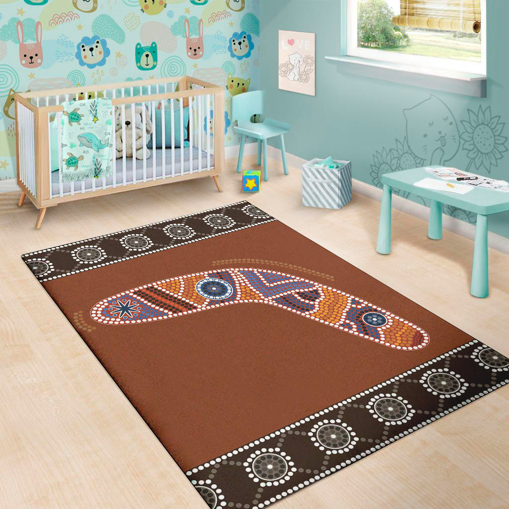 Aboriginal Dot Boomerang Print Area Rug