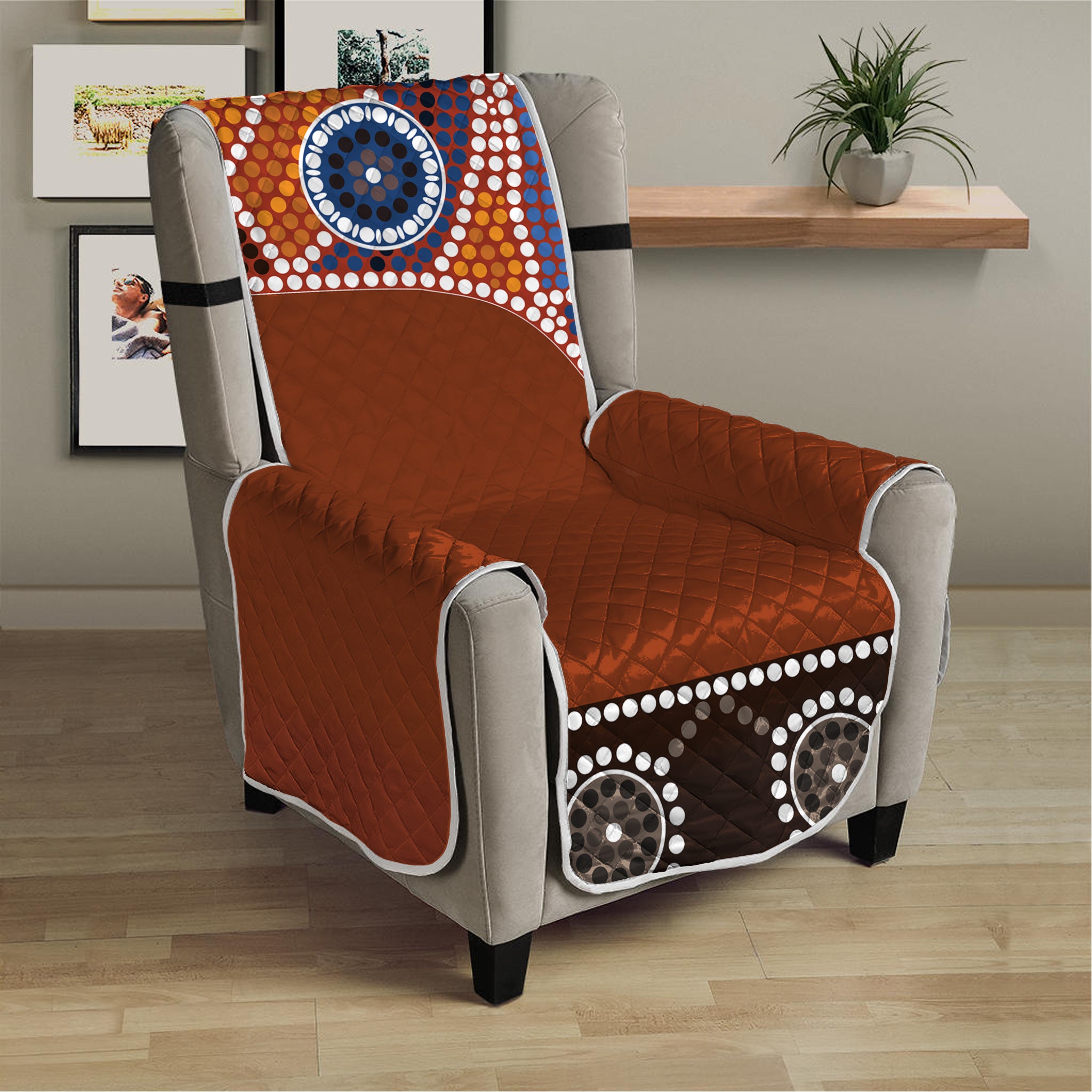 Aboriginal Dot Boomerang Print Armchair Protector