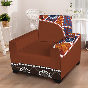 Aboriginal Dot Boomerang Print Armchair Slipcover