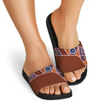 Aboriginal Dot Boomerang Print Black Slide Sandals