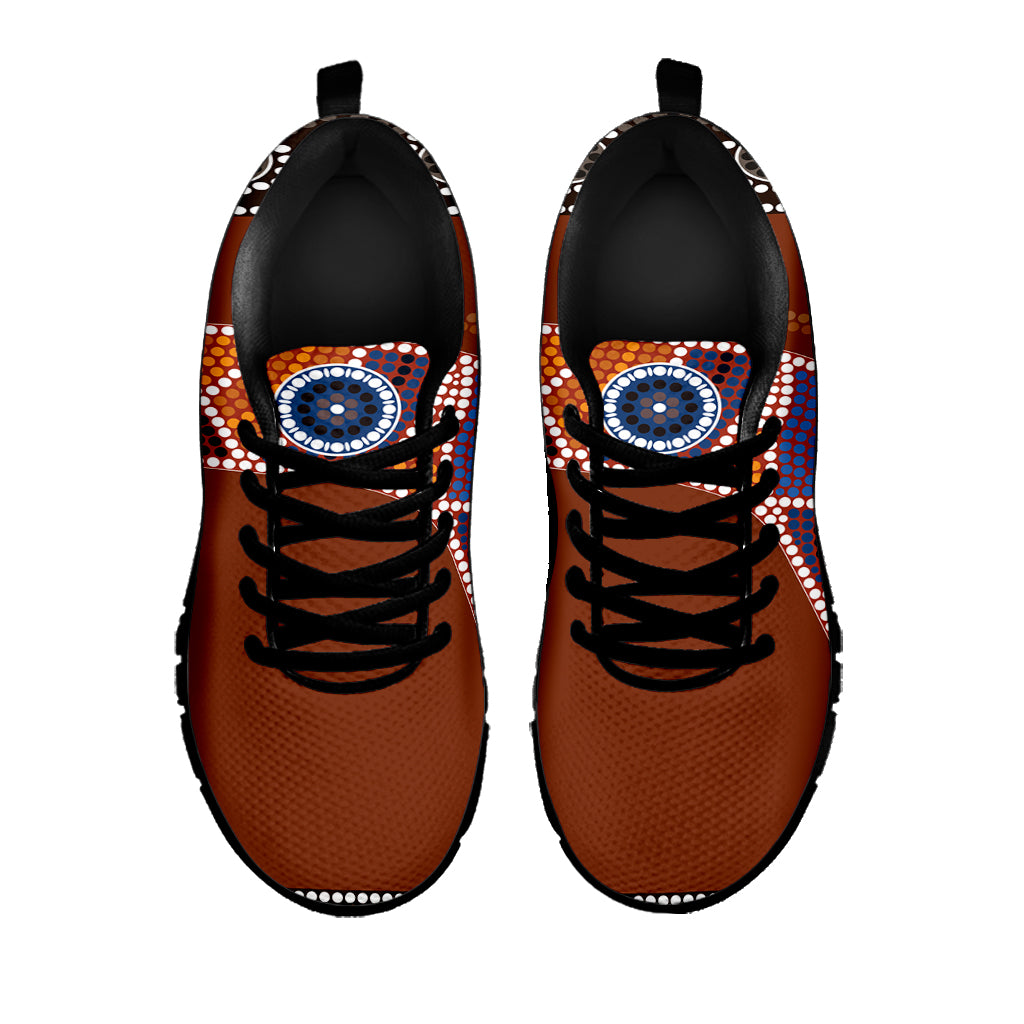 Aboriginal Dot Boomerang Print Black Sneakers