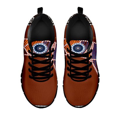 Aboriginal Dot Boomerang Print Black Sneakers