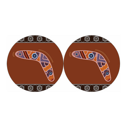 Aboriginal Dot Boomerang Print Car Coasters
