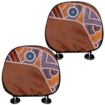 Aboriginal Dot Boomerang Print Car Headrest Covers