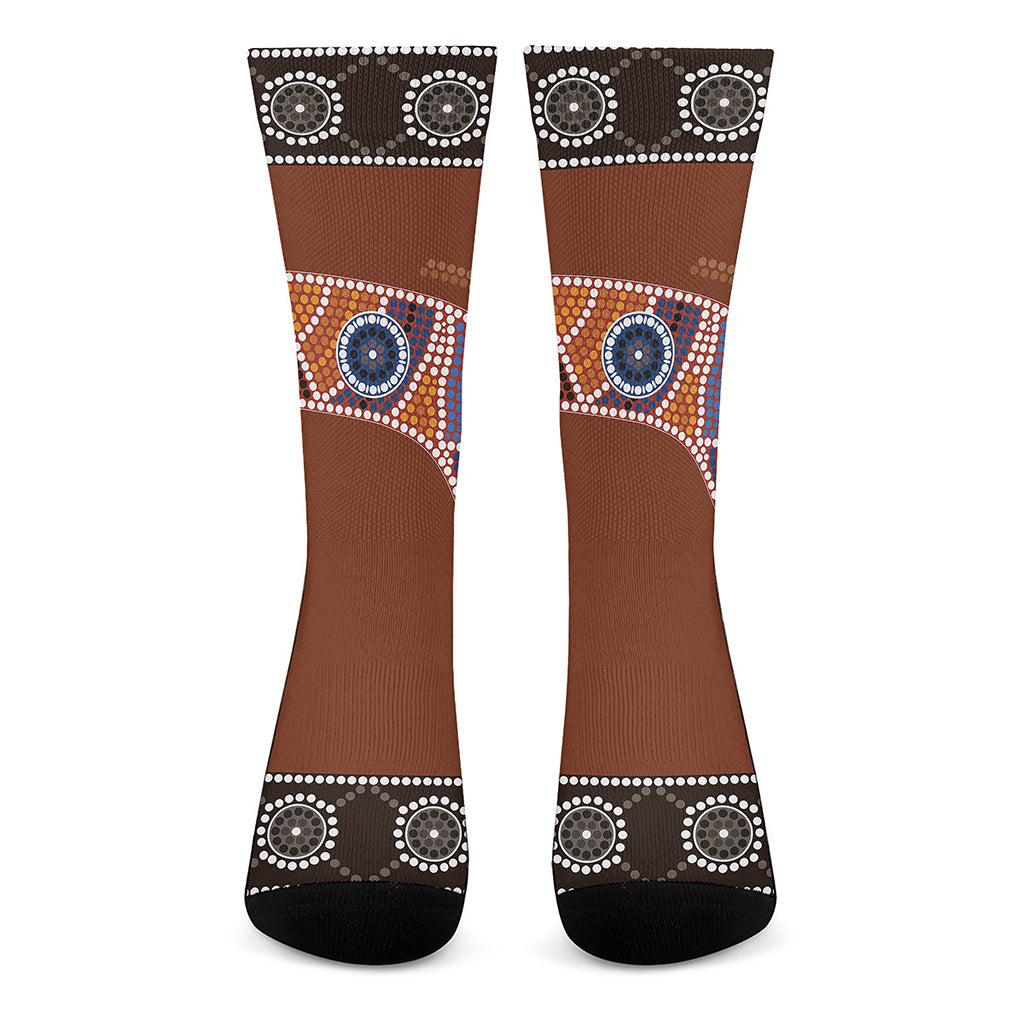 Aboriginal Dot Boomerang Print Crew Socks