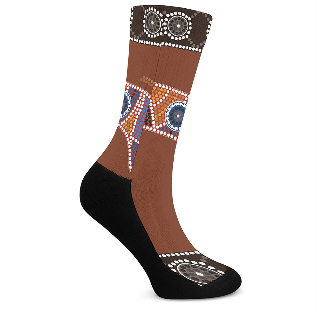 Aboriginal Dot Boomerang Print Crew Socks