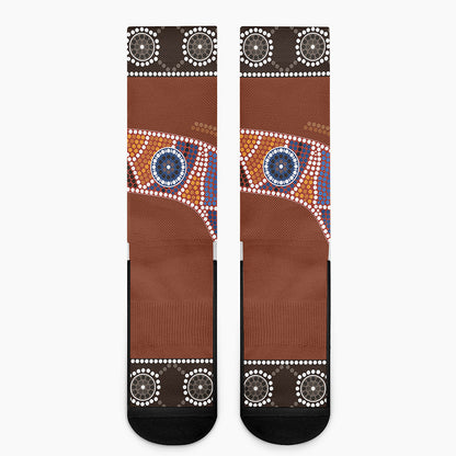 Aboriginal Dot Boomerang Print Crew Socks