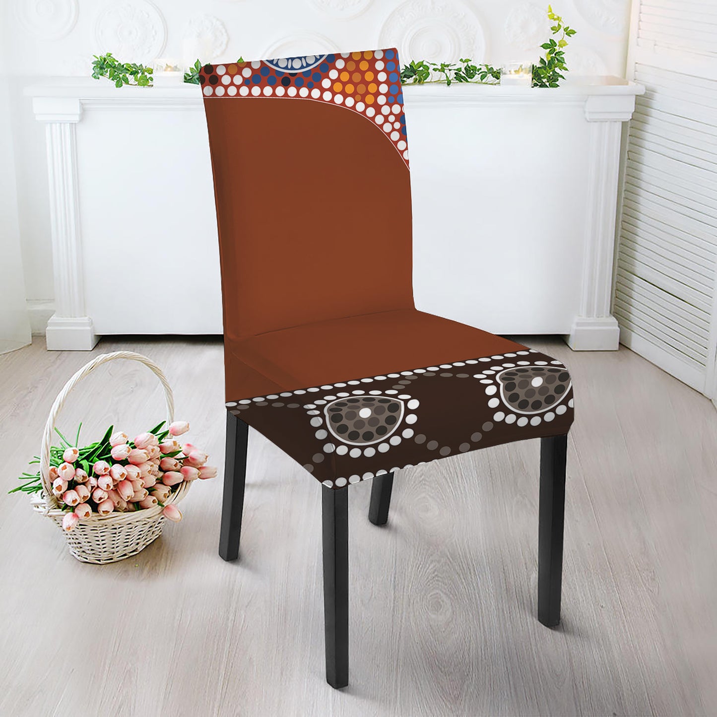 Aboriginal Dot Boomerang Print Dining Chair Slipcover