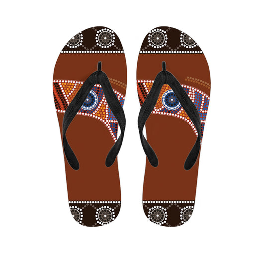 Aboriginal Dot Boomerang Print Flip Flops