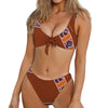 Aboriginal Dot Boomerang Print Front Bow Tie Bikini