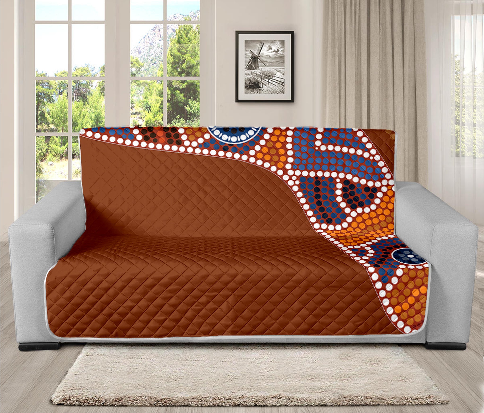 Aboriginal Dot Boomerang Print Futon Protector