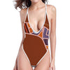 Aboriginal Dot Boomerang Print High Cut One Piece Swimsuit