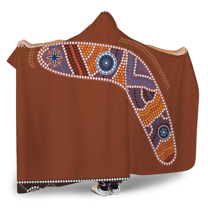 Aboriginal Dot Boomerang Print Hooded Blanket