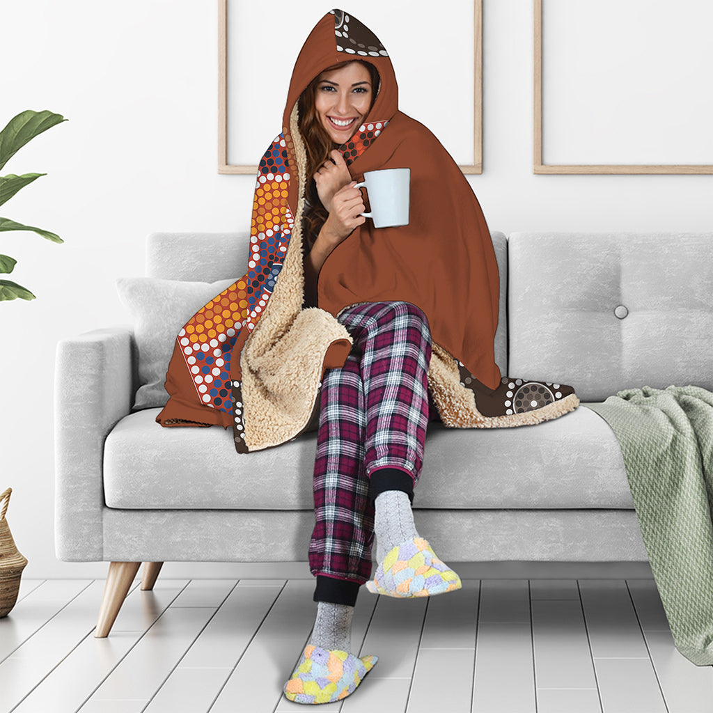 Aboriginal Dot Boomerang Print Hooded Blanket