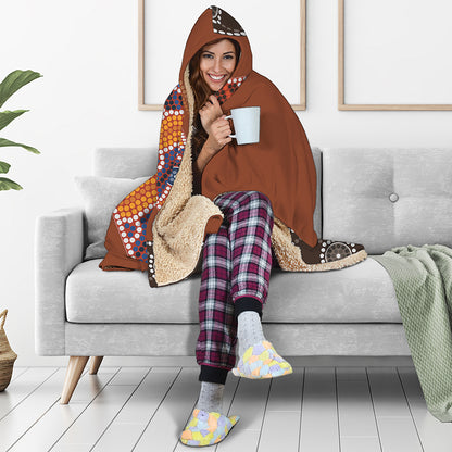 Aboriginal Dot Boomerang Print Hooded Blanket