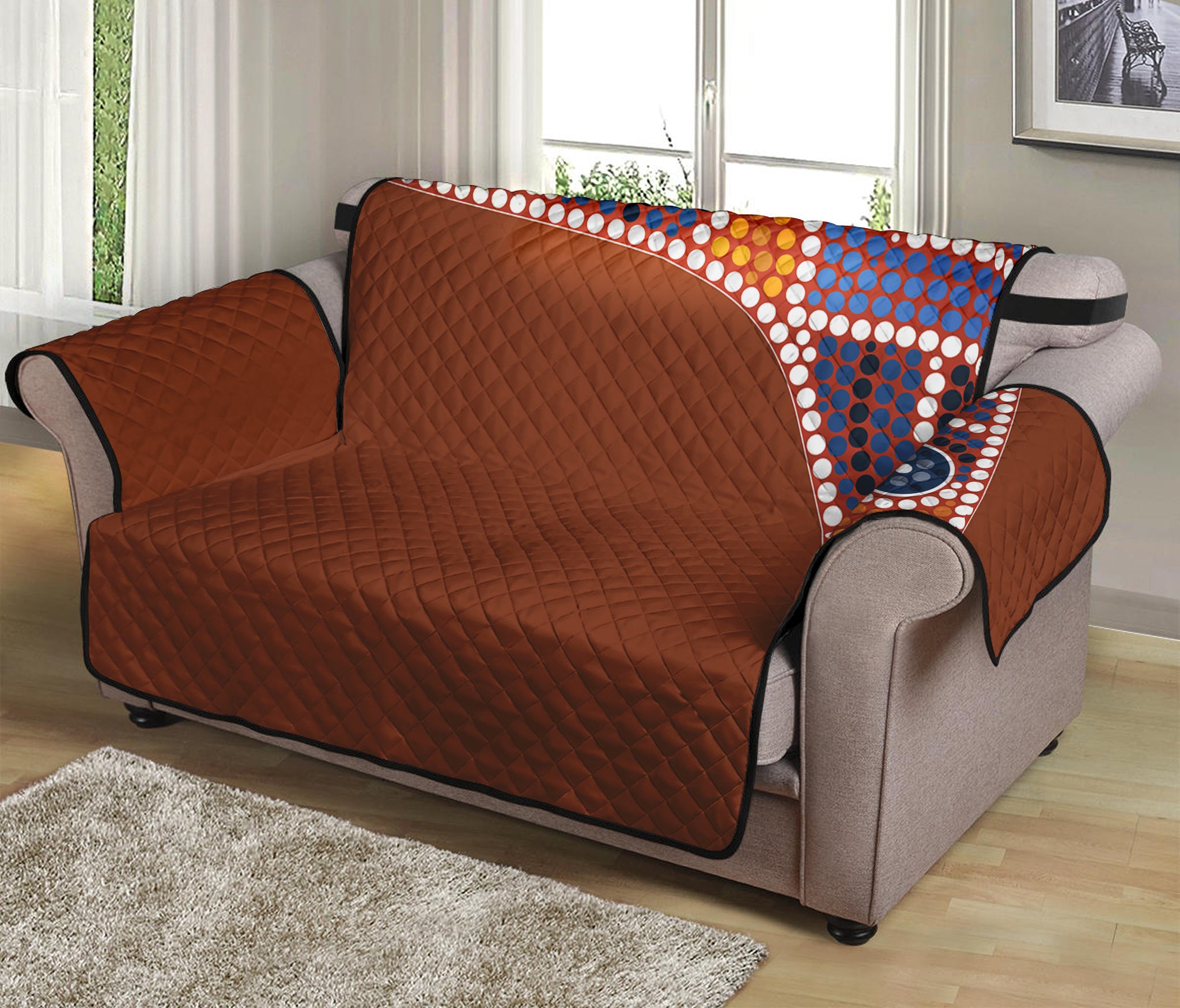 Aboriginal Dot Boomerang Print Loveseat Protector