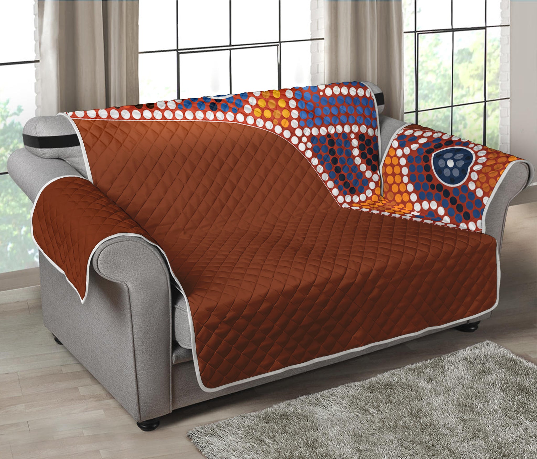 Aboriginal Dot Boomerang Print Loveseat Protector