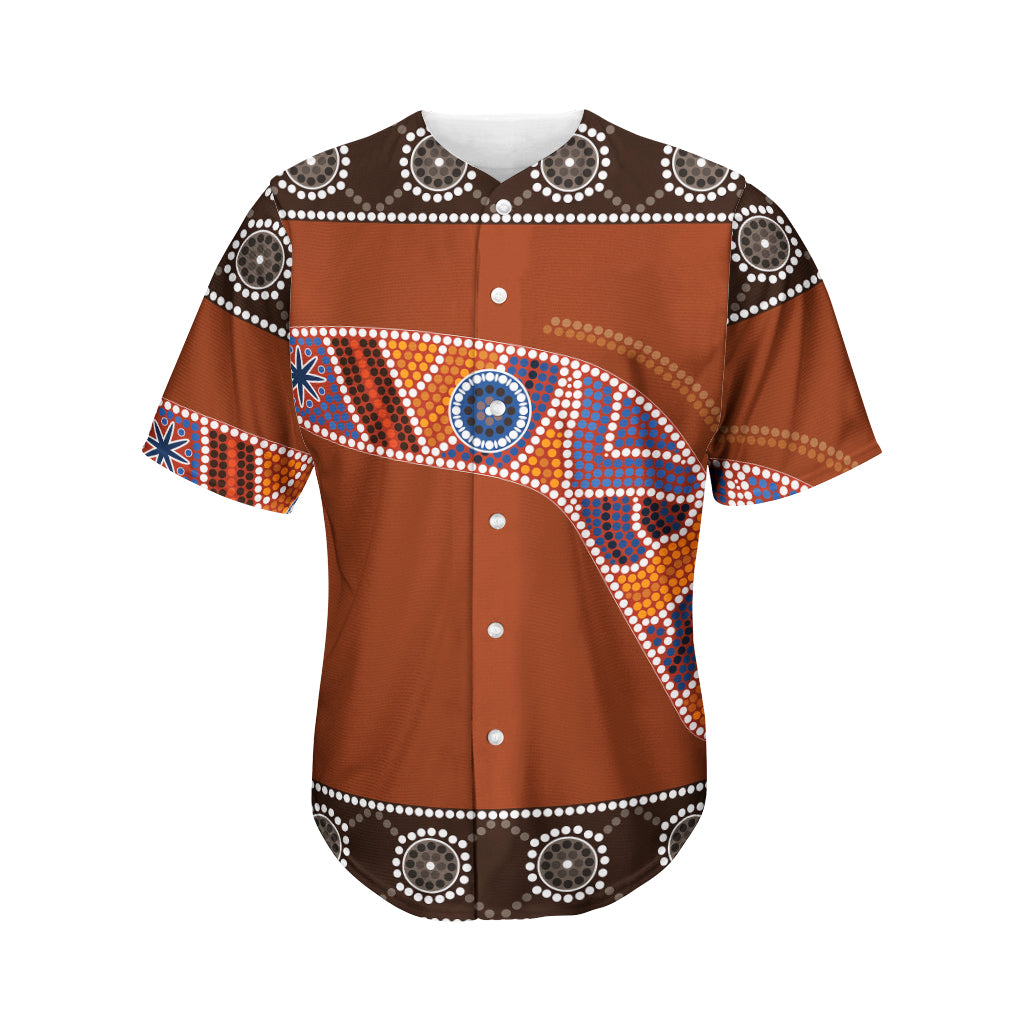 Aboriginal Dot Boomerang Print Men's Baseball Jersey