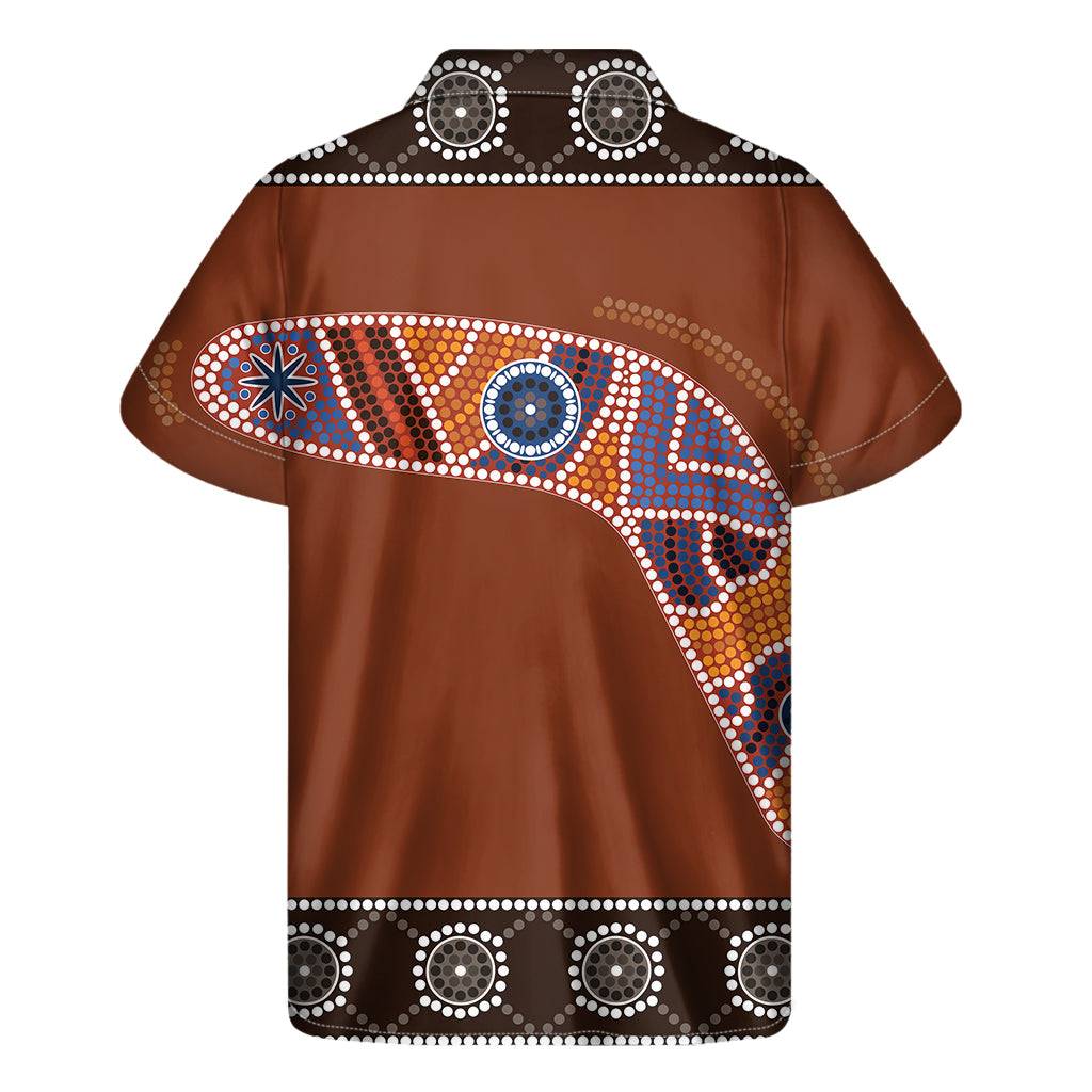 Aboriginal Dot Boomerang Print Men's Short Sleeve Shirt