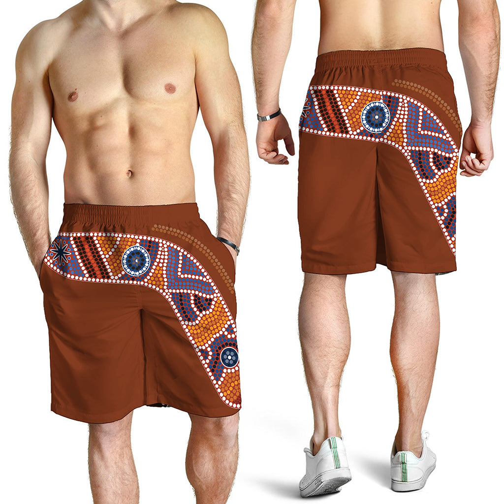 Aboriginal Dot Boomerang Print Men's Shorts