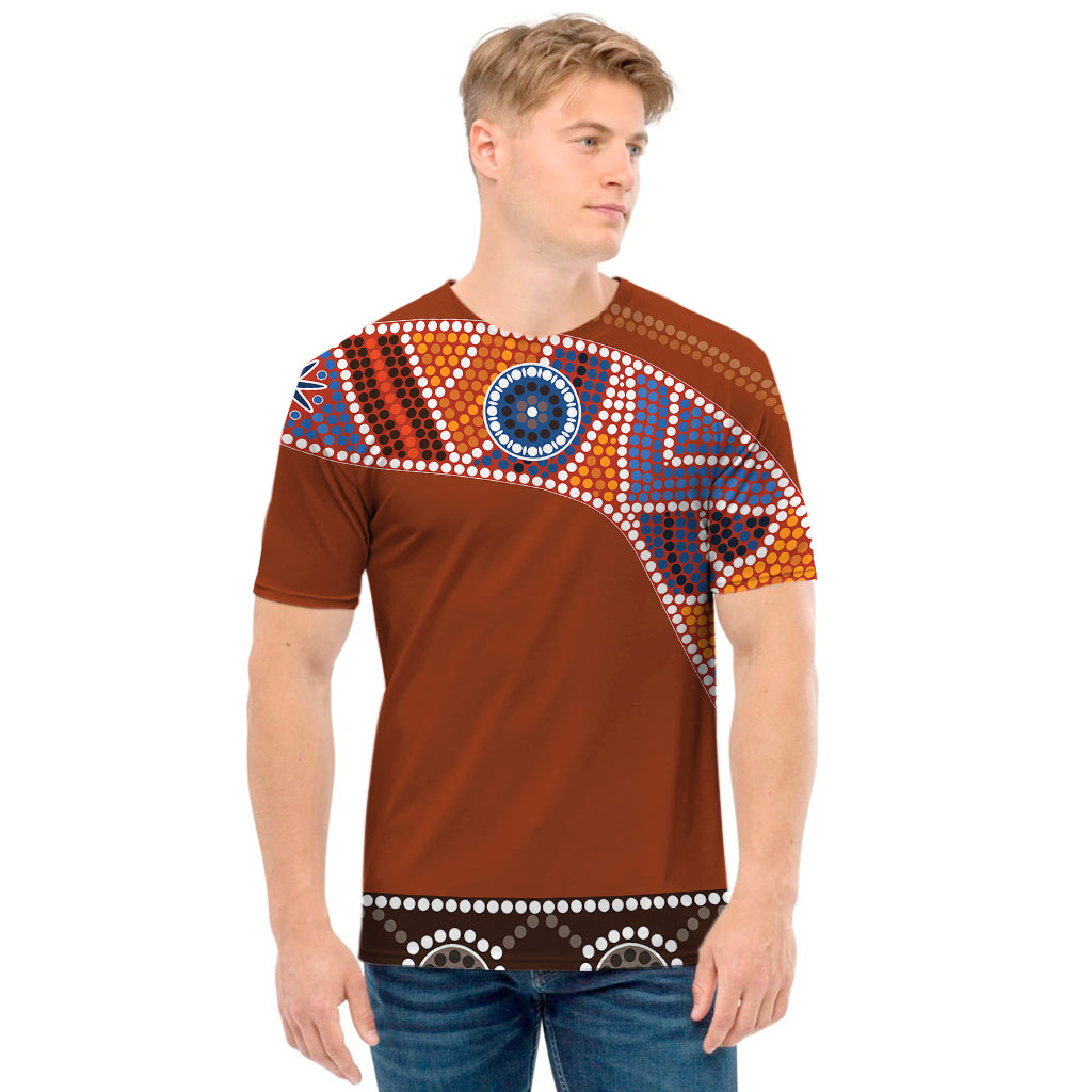 Aboriginal Dot Boomerang Print Men's T-Shirt