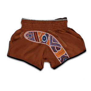 Aboriginal Dot Boomerang Print Muay Thai Boxing Shorts