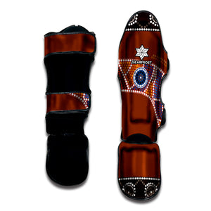 Aboriginal Dot Boomerang Print Muay Thai Shin Guard