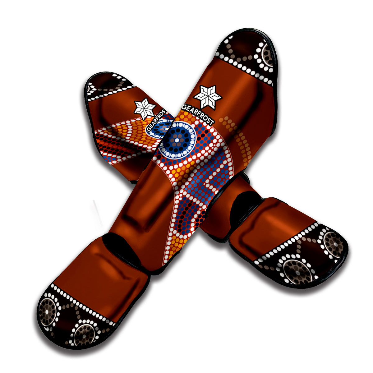 Aboriginal Dot Boomerang Print Muay Thai Shin Guard