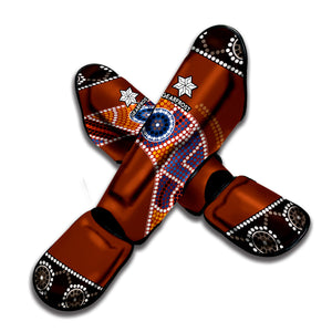 Aboriginal Dot Boomerang Print Muay Thai Shin Guard